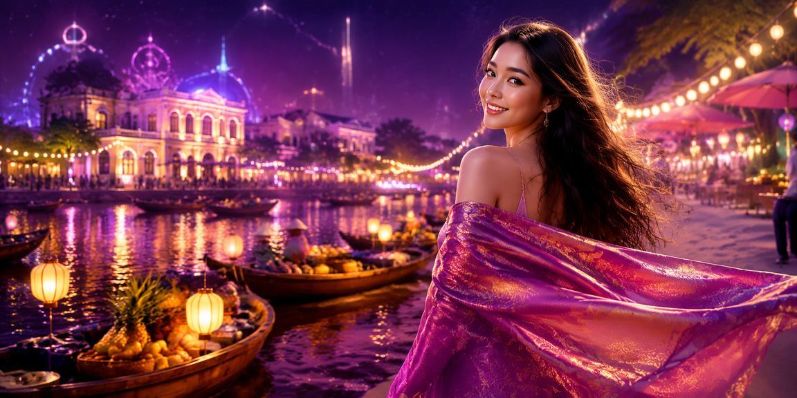 Không gian giải trí casino ban đêm tại Hà Nội với ánh đèn neon rực rỡ