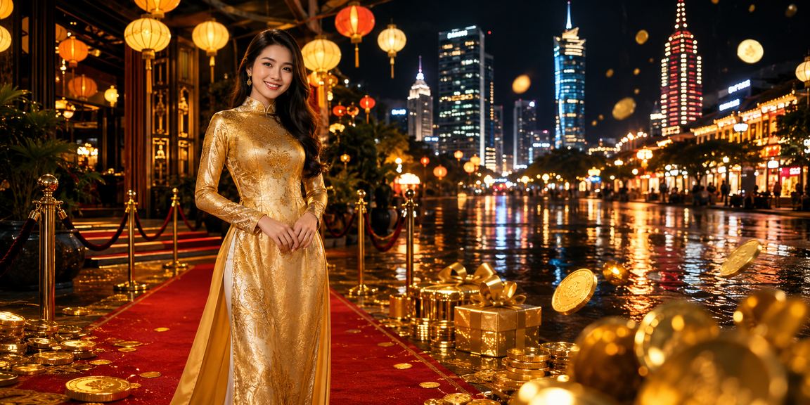 Người phụ nữ mặc áo dài tại TP.HCM tham gia giải trí casino trực tuyến với phong cách hiện đại