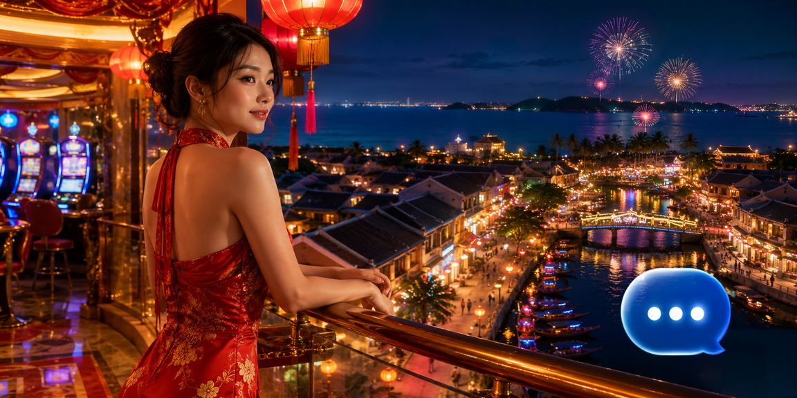 Người dùng tại phố đèn lồng Hội An kiểm tra tỷ lệ kèo trận đấu trên điện thoại